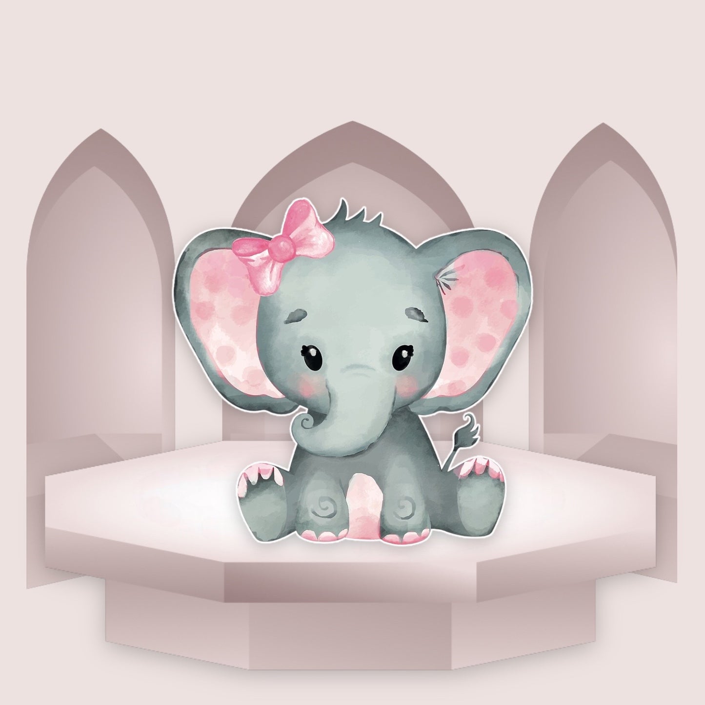 Pink Baby Girl Elephant Baby Shower foam board Cut Out.