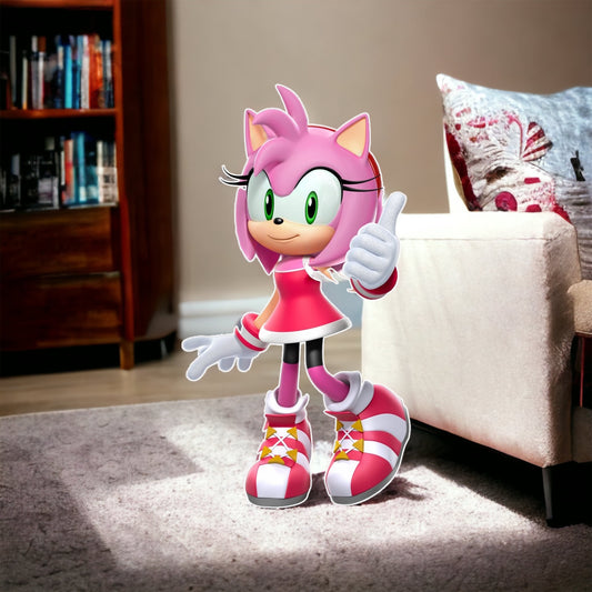 Amy Rose party prop sign Cutout Birthday Sonic Theme Girl Birthday Party centerpieces backdrop and party decorations.