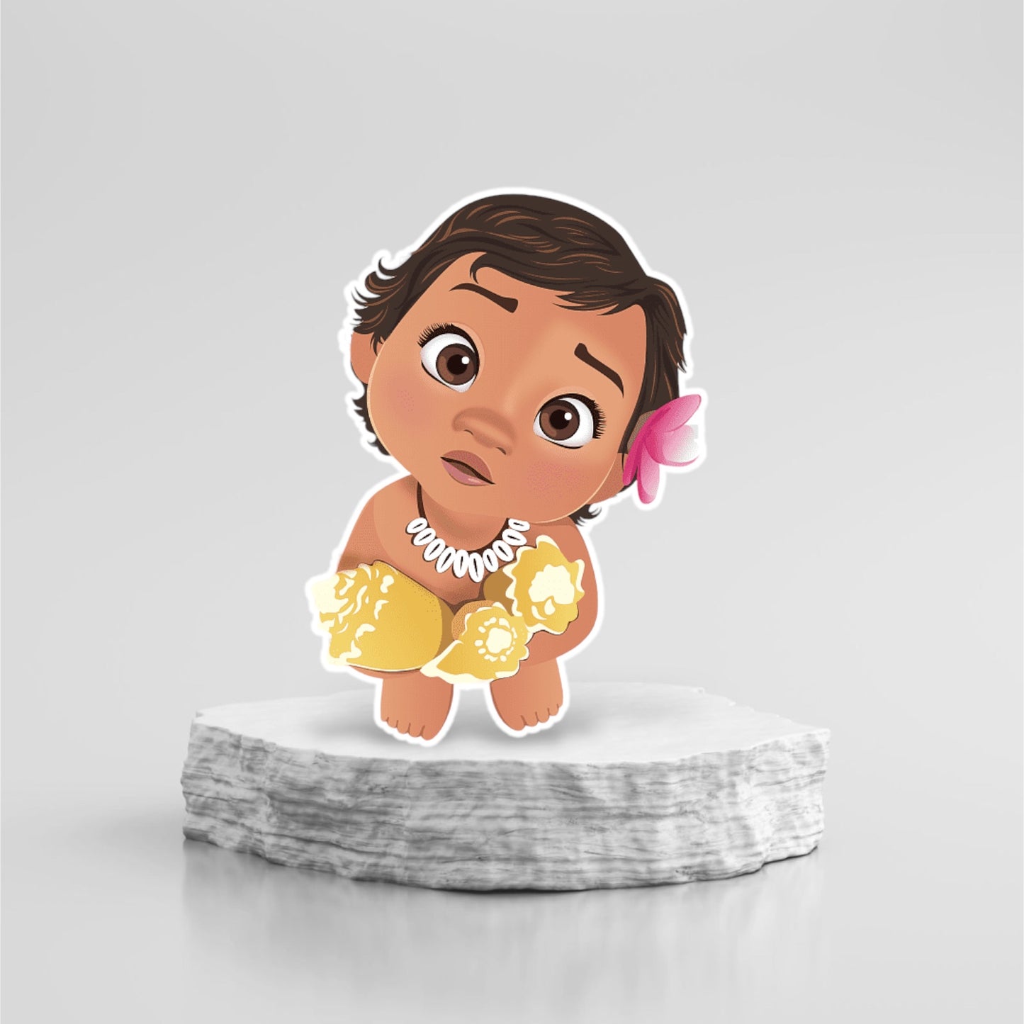 Baby Moana Party Prop sign cutout centerpiece backdrop cake toppers and party decorations.