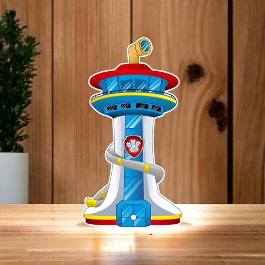 Paw patrol Tower Party Props  Cutouts, Centerpieces, Backdrops, cake topper and party decorations.