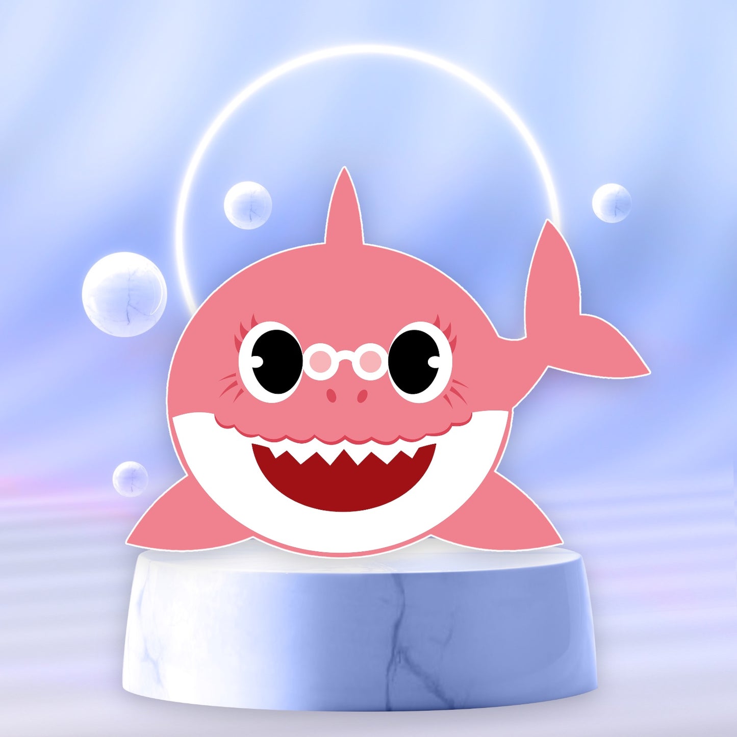 Baby Shark party prop sign centerpiece cake topper backdrop and party decorations.