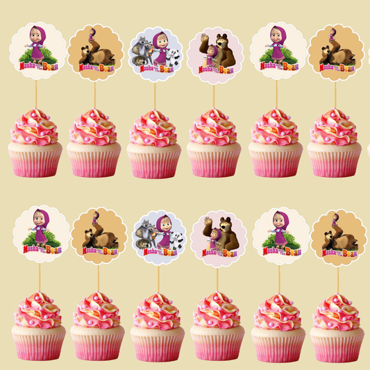 Masha and Bear Cupcakes Topper.