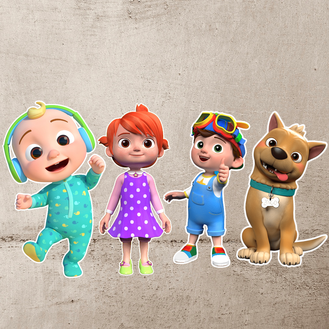 Set Of 4 Cocomelon Cutouts Birthday Prop Party Decor.
