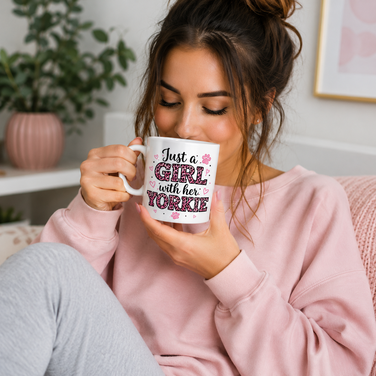 Just a Girl with Her Yorkie Mug | Cute Dog Lover Coffee Cup | Personalized Gift
