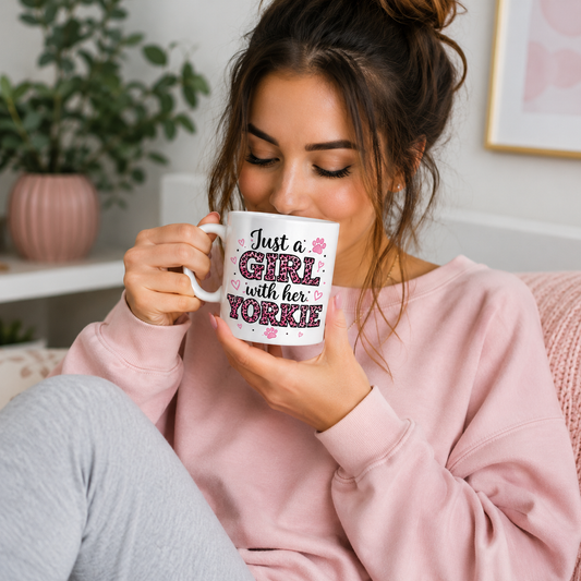 Just a Girl with Her Yorkie Mug | Cute Dog Lover Coffee Cup | Personalized Gift