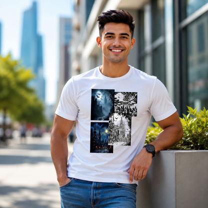 Men’s Gothic City Collage T- Shirt