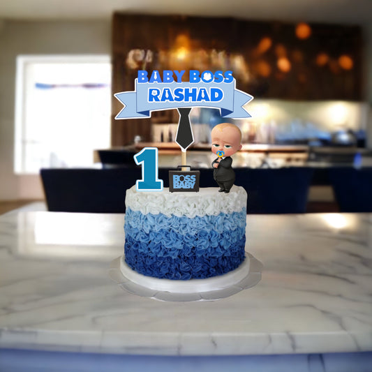 Baby In charge Birthday Cake Topper Party Decoration, Custom Boss Baby Topper, 3pcs one sided cake Topper.