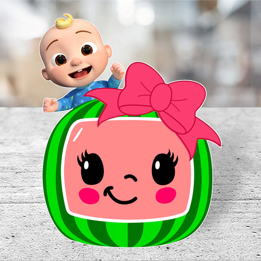 Cocomelon Rose Pink Bow with JJ Characters Cutout.
