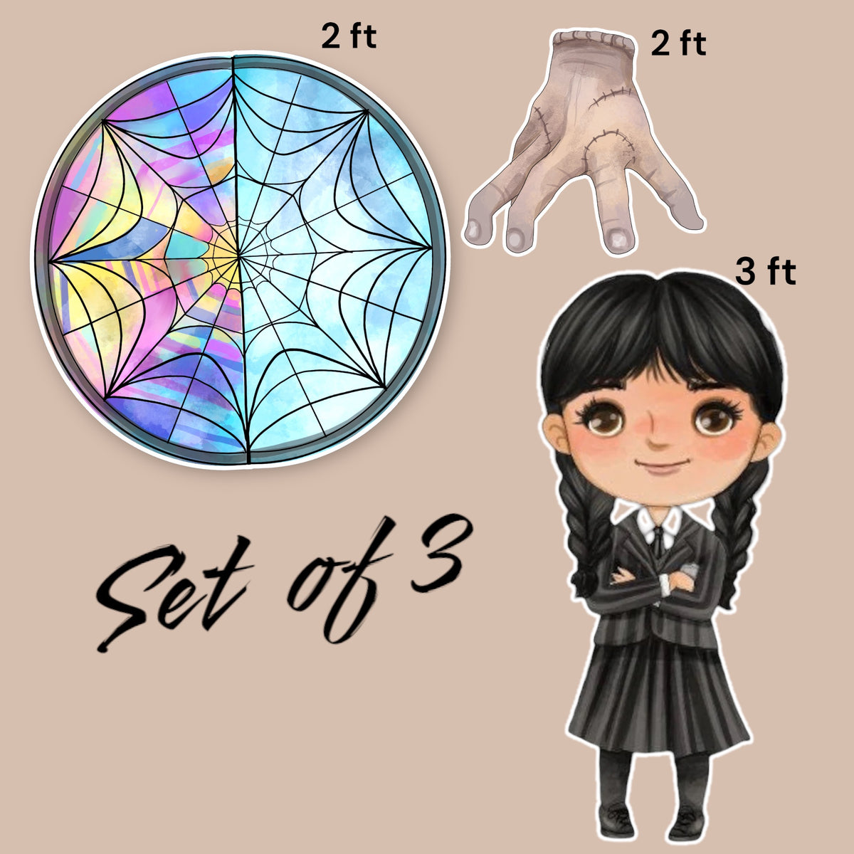 Wednesday Iconic Props Wednesday Set of 3 party prop cutouts, Centerpieces, Backdrops and par ...