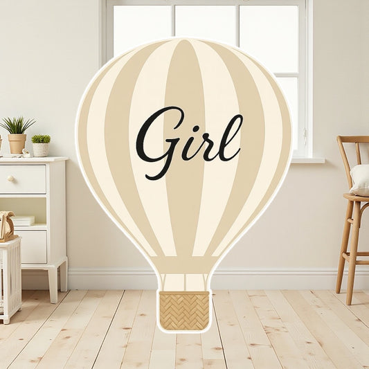 Air ballon cutout girl baby shower gender reveal backdrop centerpieces party prop decoration.