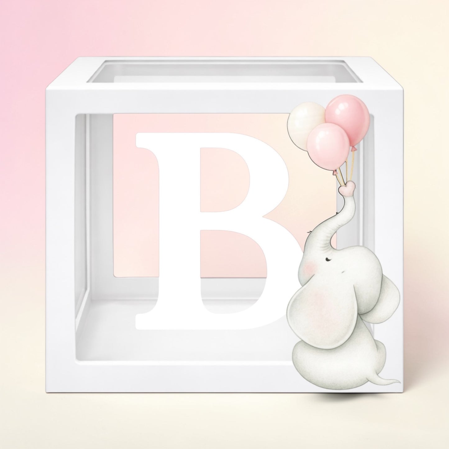Personalized Baby Balloon Boxes with Pink Elephant | BABY Letter Boxes | Baby Shower Decor | Girl Birthday Party Decorations | Custom Name Display
