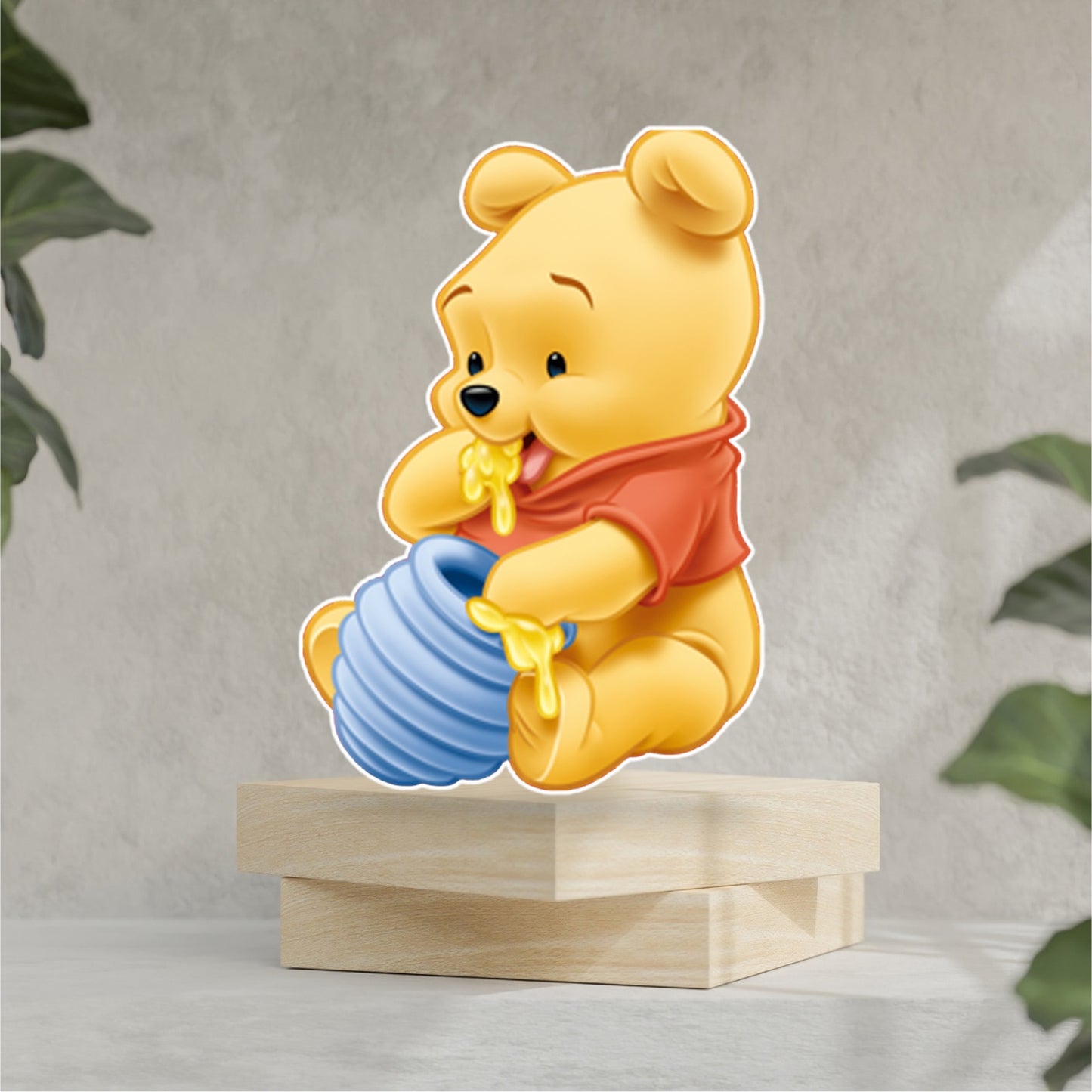 Baby Winnie the Pooh party prop centerpieces backdrop cake topper sign and party decorations.