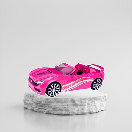 Barbie Car party prop cutout sign centerpieces backdrop cake topper and party decorations.