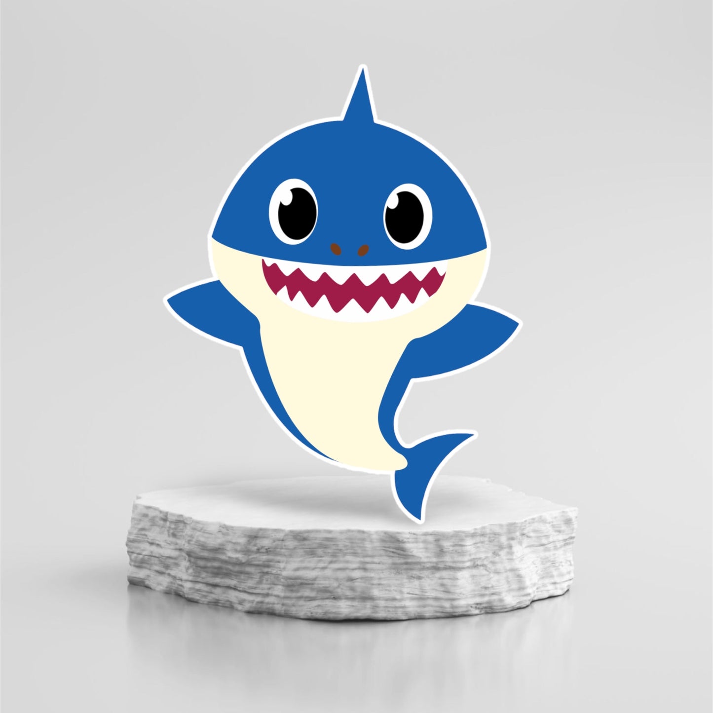 Baby Shark party prop sign cutout centerpieces backdrop cutout characters cake toppers and party decorations.