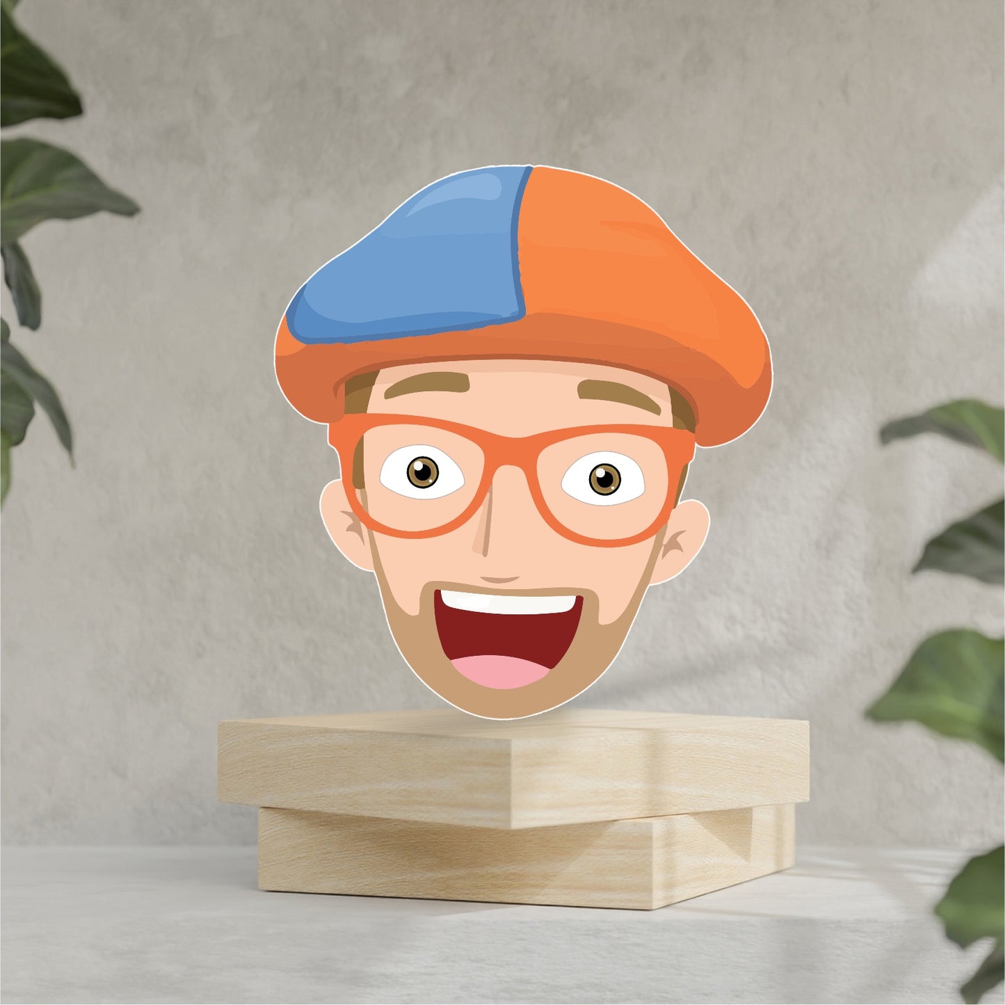 Blippi head party prop cutout Character centerpieces backdrop sign and party decoration.