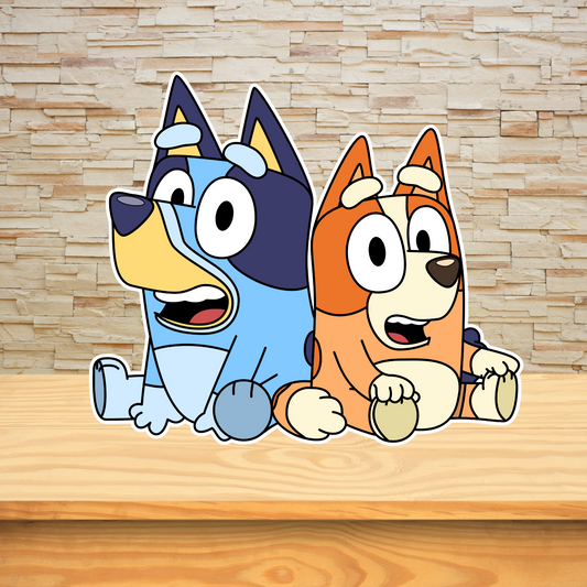 Bluey & Bingo Birthday party prop cutouts centerpieces sign cutouts cake topper backdrop and party decorations.